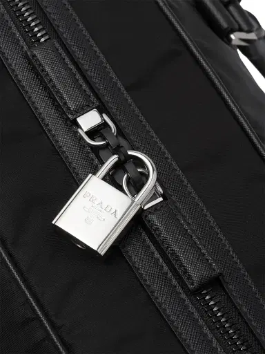 Prada Men's Re-Nylon and Saffiano Leather Duffel Bag | Thumbnail 6 Prada Men's Re-Nylon and Saffiano Leather Duffel Bag | Thumbnail 6