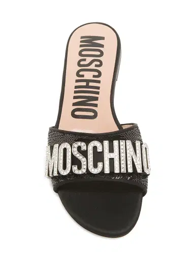 MOSCHINO Women's Sequin & Crystal-Embellished Mules - Black | Thumbnail 5