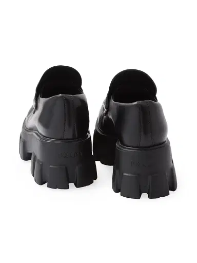 Prada Women's Brushed Leather Monolith Loafers - Black - Size 11 | Thumbnail 5