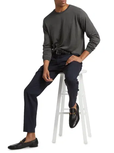 Giorgio Armani Men's Silk-Cotton Crewneck Sweater - Grey - Size 42 | Thumbnail 2