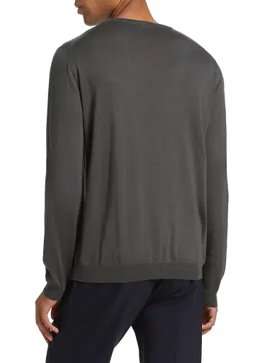 Giorgio Armani Men's Silk-Cotton Crewneck Sweater - Grey - Size 42 | Thumbnail 5