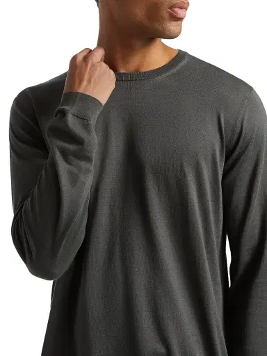 Giorgio Armani Men's Silk-Cotton Crewneck Sweater - Grey - Size 42 | Thumbnail 6