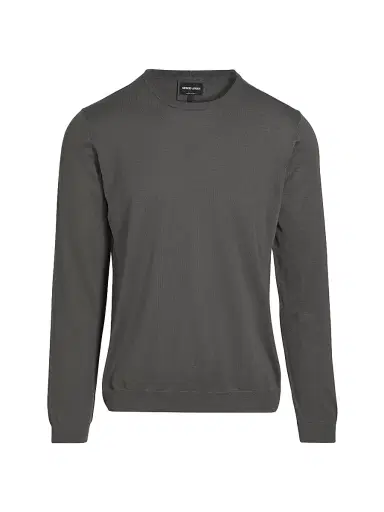 Giorgio Armani Men's Silk-Cotton Crewneck Sweater - Grey - Size 42 | Thumbnail 1