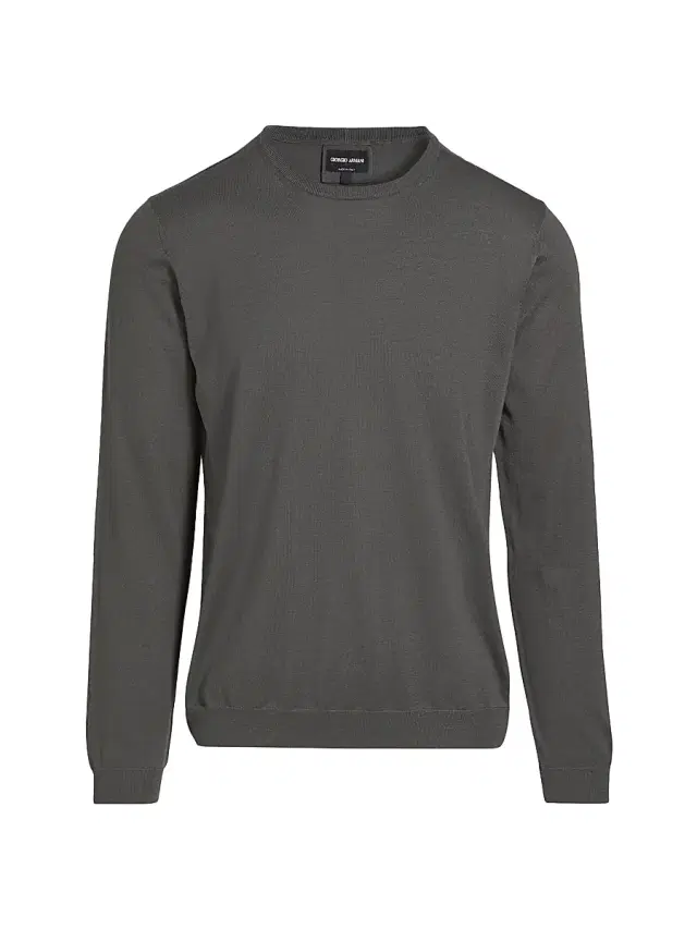 Giorgio Armani Men's Silk-Cotton Crewneck Sweater - Grey