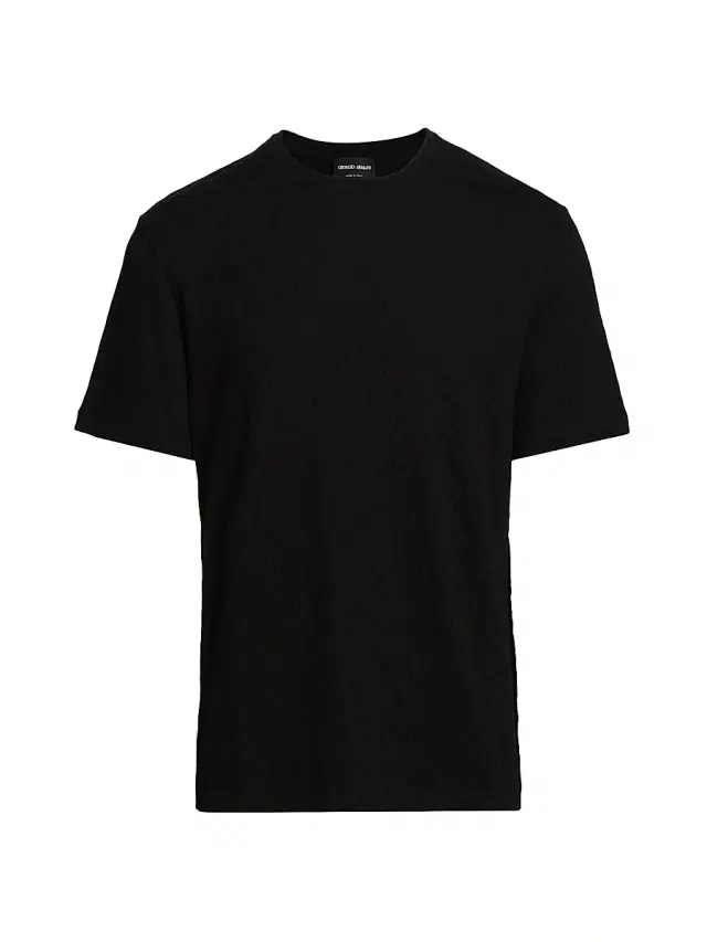 Giorgio Armani Men's Textured Solid T-Shirt - Black