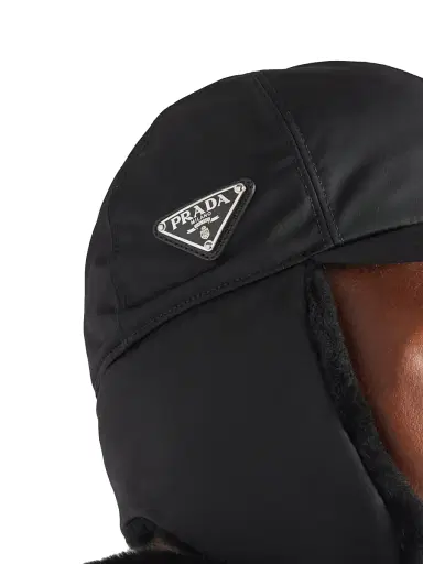 Prada Men's Re-Nylon and Shearling Hat - Black - Size XXL | Thumbnail 2 Prada Men's Re-Nylon and Shearling Hat - Black - Size XXL | Thumbnail 2