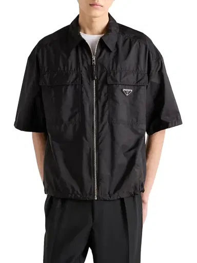 Prada Men's Short Sleeve Light Re-Nylon Shirt - Black - Size XL | Thumbnail 2 Prada Men's Short Sleeve Light Re-Nylon Shirt - Black - Size XL | Thumbnail 2