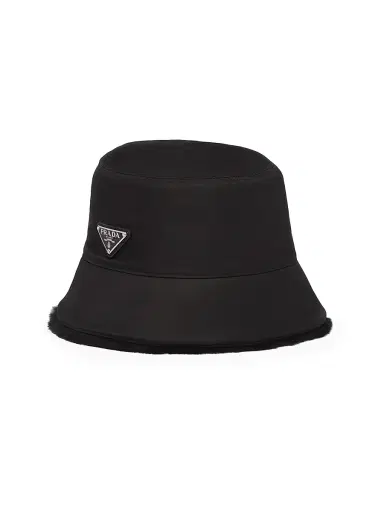 Prada Men's Re-Nylon And Shearling Bucket Hat - Black - Size Medium | Thumbnail 1 Prada Men's Re-Nylon And Shearling Bucket Hat - Black - Size Medium | Thumbnail 1