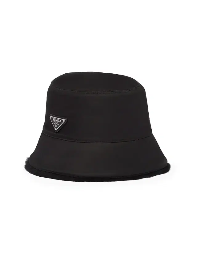 Men's Re-Nylon And Shearling Bucket Hat - Black