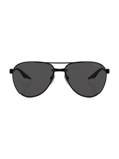 Prada Linea Rossa Men's 61MM Aviator Sunglasses - Matte Black Dark Grey | Thumbnail 2