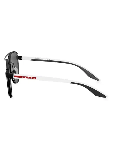 Prada Linea Rossa Men's 61MM Aviator Sunglasses - Matte Black Dark Grey | Thumbnail 3