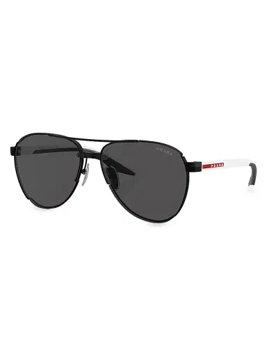 Prada Linea Rossa Men's 61MM Aviator Sunglasses - Matte Black Dark Grey | Thumbnail 1