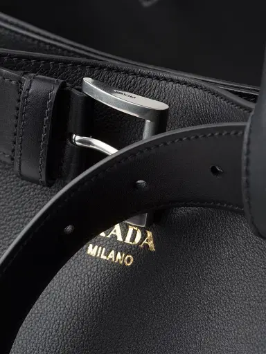 Prada Men's Buckle Leather Bag with Belt - Black | Thumbnail 5 Prada Men's Buckle Leather Bag with Belt - Black | Thumbnail 5