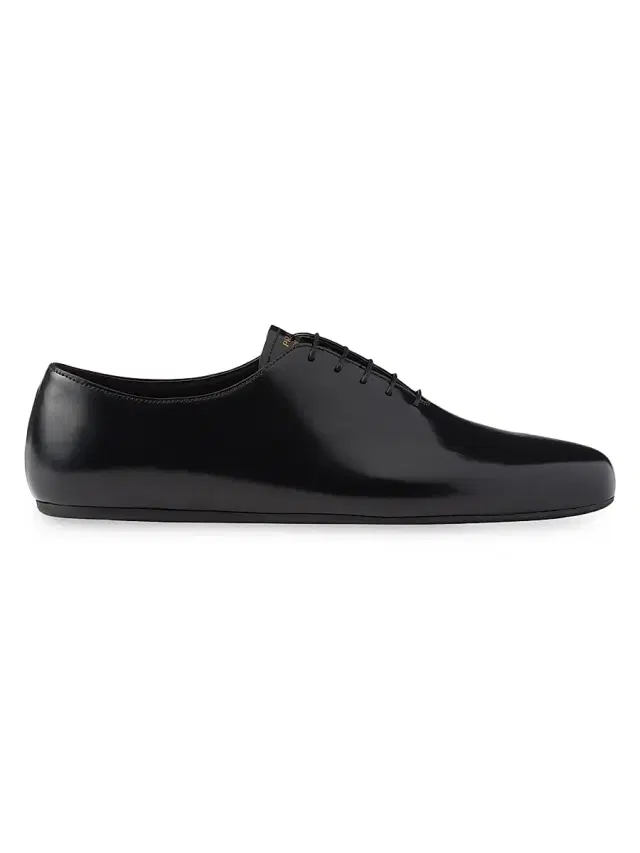 Men's Brushed Leather Lace-Up Shoes - Black