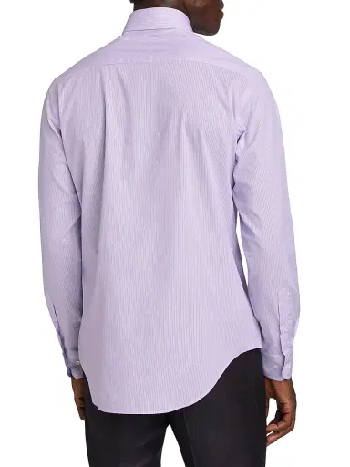 Giorgio Armani Men's Woven Stripe Cotton Shirt - Purple - Size 17 | Thumbnail 5