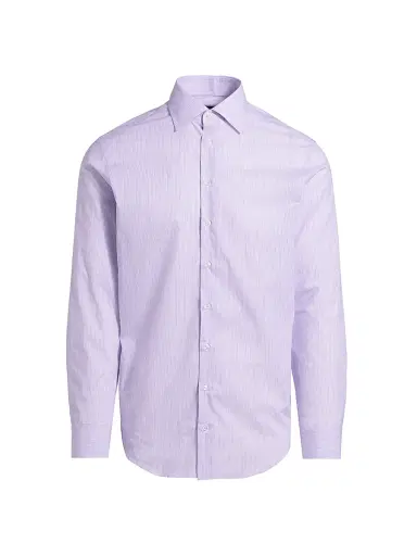 Giorgio Armani Men's Woven Stripe Cotton Shirt - Purple - Size 17 | Thumbnail 1