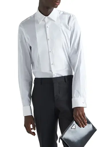 Prada Men's Stretch Cotton Shirt - White - Size 18 | Thumbnail 2