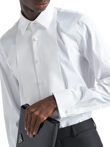 Prada Men's Stretch Cotton Shirt - White - Size 18 | Thumbnail 3