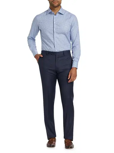 Giorgio Armani Men's Plaid Cotton Front-Button Shirt - Blue - Size 16 | Thumbnail 2
