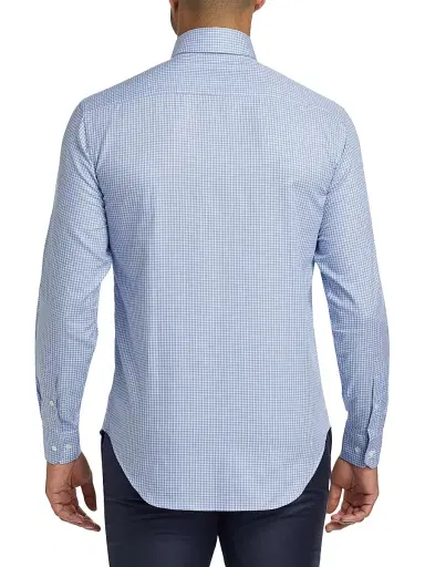 Giorgio Armani Men's Plaid Cotton Front-Button Shirt - Blue - Size 16 | Thumbnail 5