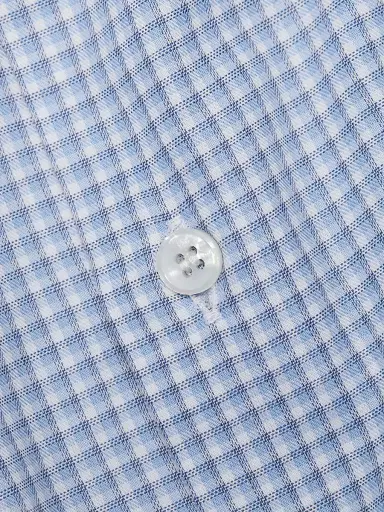 Giorgio Armani Men's Plaid Cotton Front-Button Shirt - Blue - Size 16 | Thumbnail 7