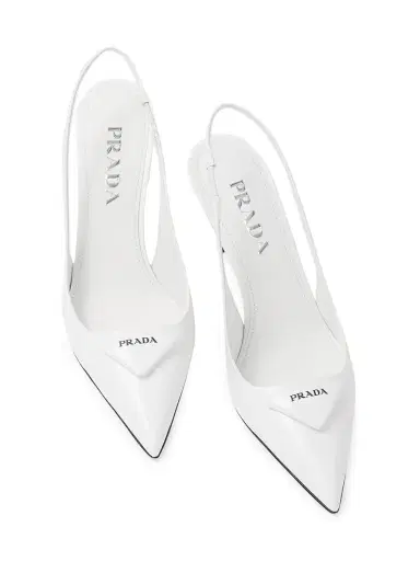 Prada Women's Brushed Leather Slingback Pumps - White - Size 11 | Thumbnail 2