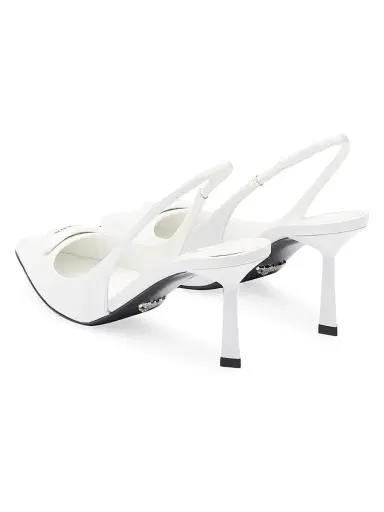 Prada Women's Brushed Leather Slingback Pumps - White - Size 11 | Thumbnail 3