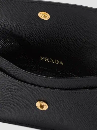 Prada Women's Saffiano Leather Card Holder - Black | Thumbnail 4 Prada Women's Saffiano Leather Card Holder - Black | Thumbnail 4