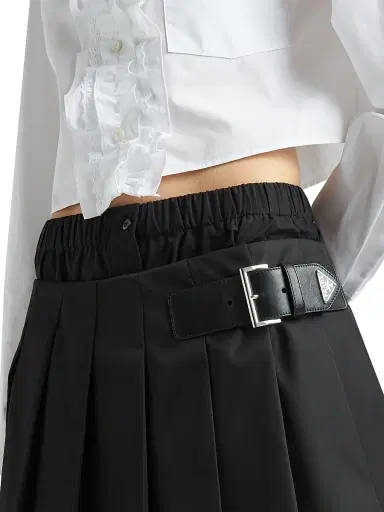 Prada Women's Pleated Re-Nylon Miniskirt | Thumbnail 3 Prada Women's Pleated Re-Nylon Miniskirt | Thumbnail 3