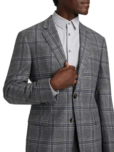 Giorgio Armani Men's Plaid Wool & Cashmere Jacket | Thumbnail 6 Giorgio Armani Men's Plaid Wool & Cashmere Jacket | Thumbnail 6