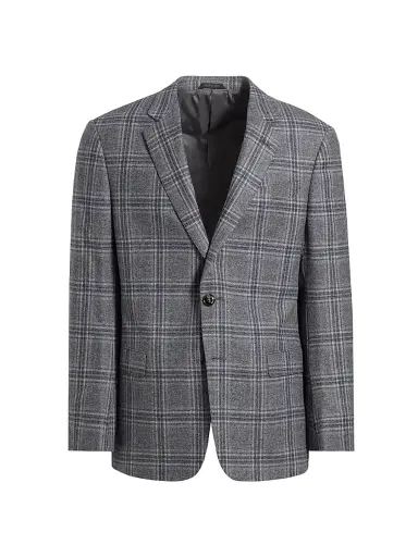 Giorgio Armani Men's Plaid Wool & Cashmere Jacket | Thumbnail 1 Giorgio Armani Men's Plaid Wool & Cashmere Jacket | Thumbnail 1