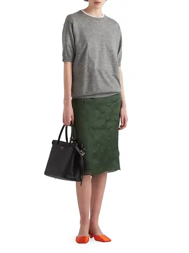 Prada Women's Cashmere Crew-Neck Sweater - Grey | Thumbnail 2 Prada Women's Cashmere Crew-Neck Sweater - Grey | Thumbnail 2