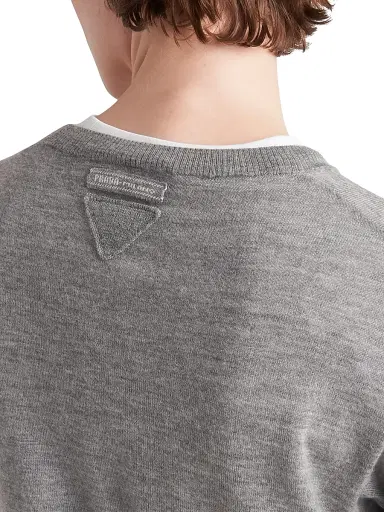 Prada Women's Cashmere Crew-Neck Sweater - Grey | Thumbnail 4 Prada Women's Cashmere Crew-Neck Sweater - Grey | Thumbnail 4