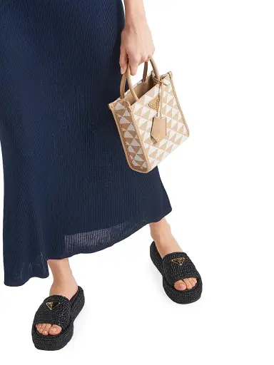 Prada Women's Crochet Flatform Slides - Black | Thumbnail 2 Prada Women's Crochet Flatform Slides - Black | Thumbnail 2
