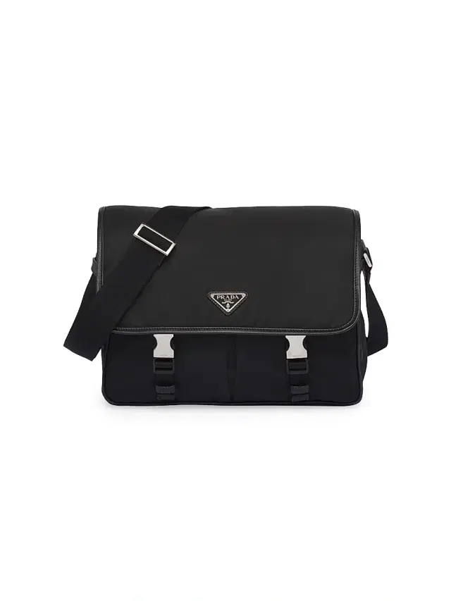 Men's Re-Nylon And Saffiano Shoulder Bag - Black