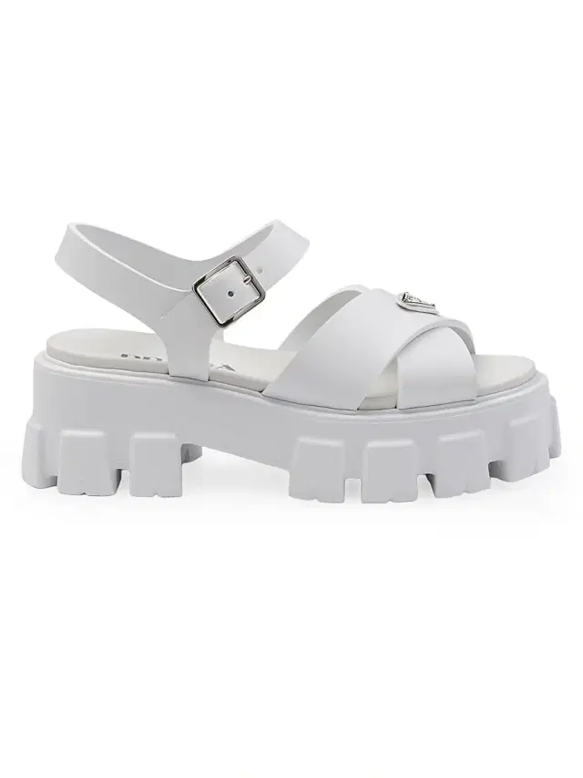 Prada Women's Monolith Rubber Sandals - White