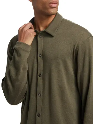 Giorgio Armani Men's Button-Front Cashmere Shirt - Green - Size 42 | Thumbnail 6 Giorgio Armani Men's Button-Front Cashmere Shirt - Green - Size 42 | Thumbnail 6