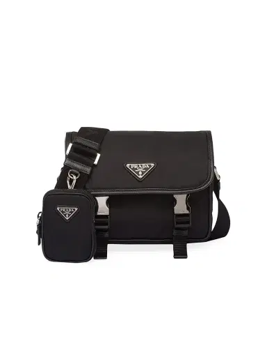 Prada Men's Re-Nylon and Saffiano Leather Shoulder Bag - Black - Size 0 | Thumbnail 1 Prada Men's Re-Nylon and Saffiano Leather Shoulder Bag - Black - Size 0 | Thumbnail 1