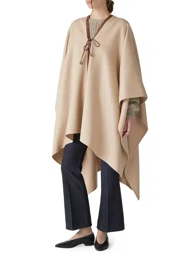 Loro Piana Women's Kristina Cashmere Cape - Natural Light Camel | Thumbnail 2
