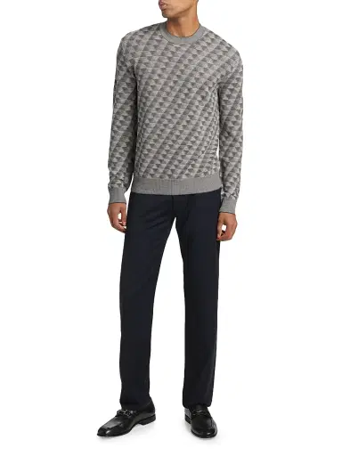 Giorgio Armani Men's Geo Print Crewneck Sweater | Thumbnail 2