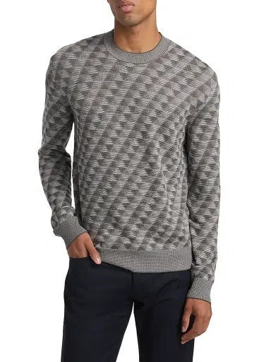 Giorgio Armani Men's Geo Print Crewneck Sweater | Thumbnail 3