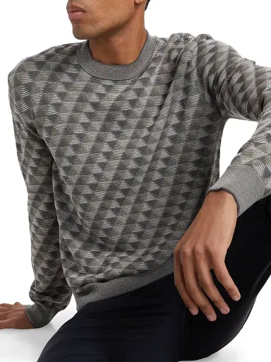 Giorgio Armani Men's Geo Print Crewneck Sweater | Thumbnail 6