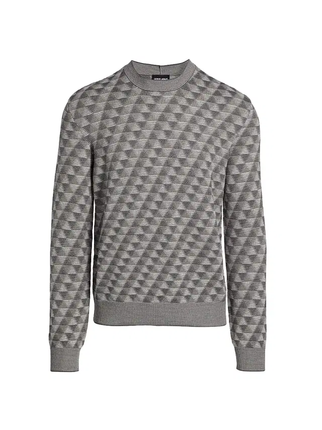 Men's Geo Print Crewneck Sweater - Grey