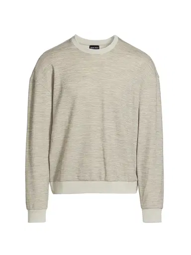 Giorgio Armani Men's Wool Jersey Crewneck Sweater - Tan - Size 40 | Thumbnail 1 Giorgio Armani Men's Wool Jersey Crewneck Sweater - Tan - Size 40 | Thumbnail 1