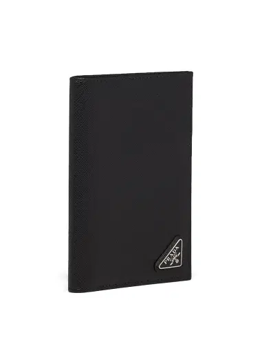 Prada Men's Saffiano Leather Passport Holder - Black | Thumbnail 2