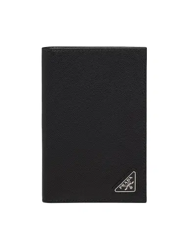 Prada Men's Saffiano Leather Passport Holder - Black | Thumbnail 1