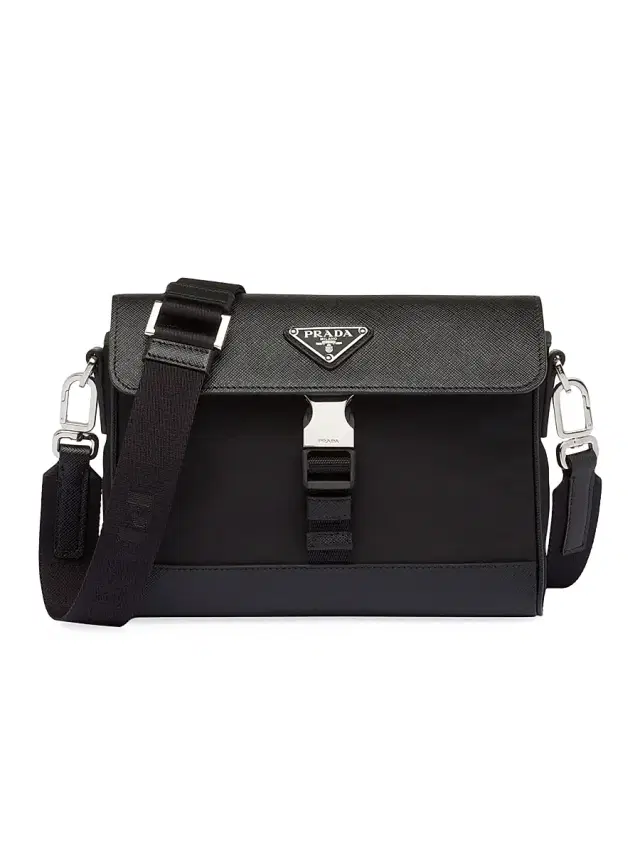 Men's Re-Nylon and Saffiano Shoulder Bag - Black Men's Re-Nylon and Saffiano Shoulder Bag - Black