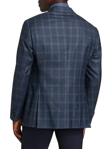Giorgio Armani Men's Windowpane Plaid Wool Jacket - Navy Tan - Size 40 | Thumbnail 5 Giorgio Armani Men's Windowpane Plaid Wool Jacket - Navy Tan - Size 40 | Thumbnail 5
