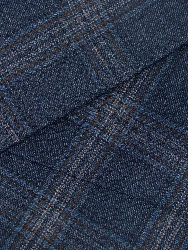 Giorgio Armani Men's Windowpane Plaid Wool Jacket - Navy Tan - Size 40 | Thumbnail 7 Giorgio Armani Men's Windowpane Plaid Wool Jacket - Navy Tan - Size 40 | Thumbnail 7