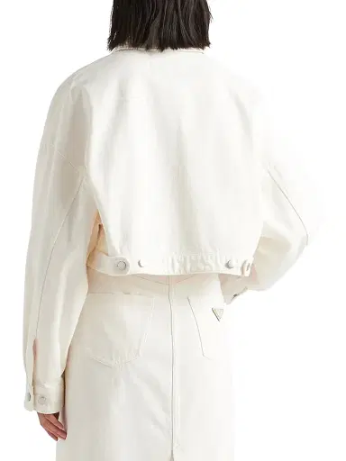 Prada Women's Denim Blouson Jacket - White - Size 12 | Thumbnail 3 Prada Women's Denim Blouson Jacket - White - Size 12 | Thumbnail 3